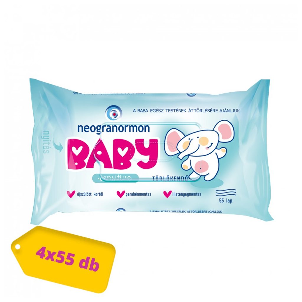 Neogranormon Sensitive nedves törlőkendő csomag 4x55 db