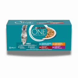   Purina One Adult alutasakos macskaeledel csirkével, marhával, báránnyal és tengeri hallal szószban (40x85 g)