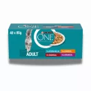 Purina One Adult alutasakos macskaeledel csirkével, marhával, báránnyal és tengeri hallal szószban (40x85 g)