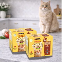   Purina Friskies alutasakos macskaeledel csirkével, báránnyal, lazaccal és tonhallal szószban (48x85 g)