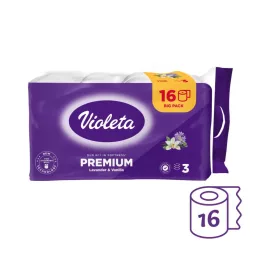   Violeta toalettpapír prémium 3 rétegű, levendula-vanília (16 tekercs)