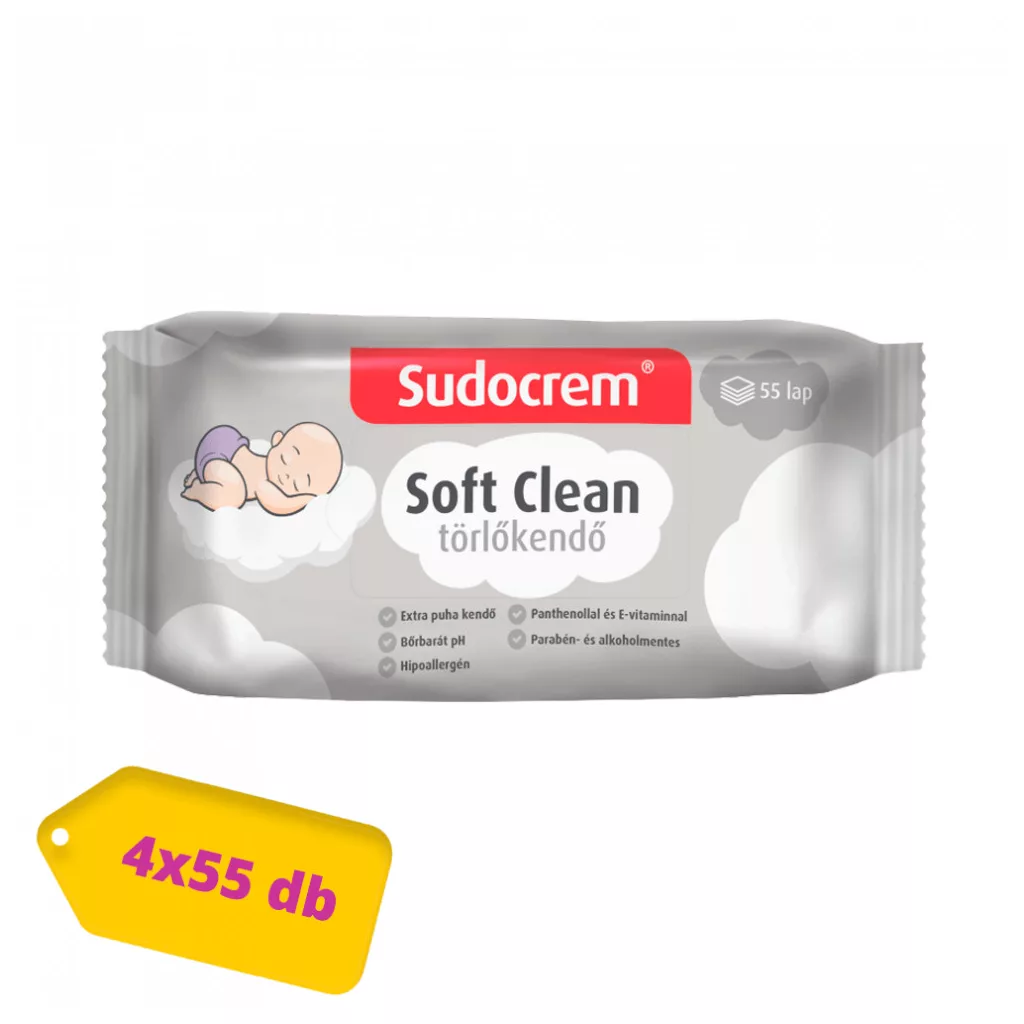 Sudocrem Soft Clean nedves törlőkendő csomag 4x55 db
