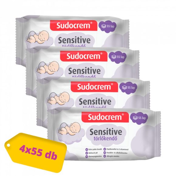 Sudocrem Sensitive nedves törlőkendő csomag 4x55 db