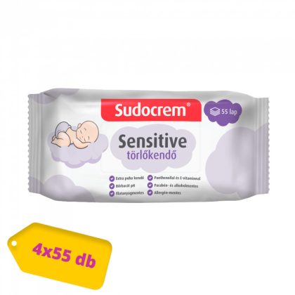 Sudocrem Sensitive nedves törlőkendő csomag 4x55 db