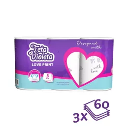 Violeta háztartási papírtörlő Love 3 tekercs (3x60 lap)