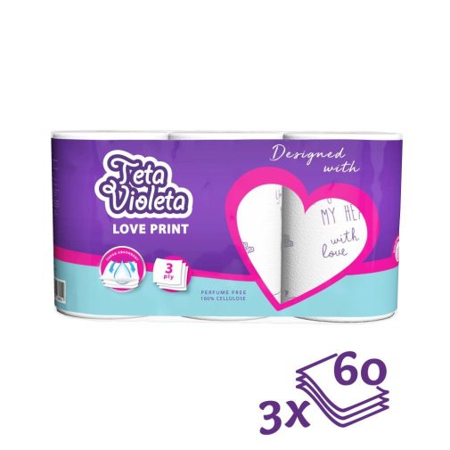 Violeta háztartási papírtörlő Love 3 tekercs (3x60 lap)