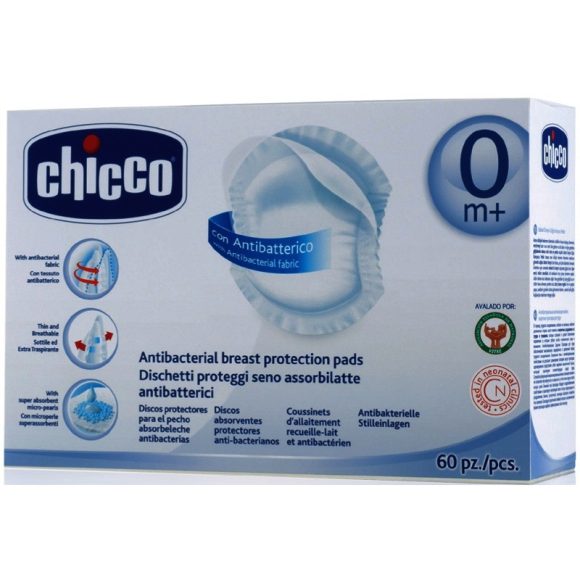 Chicco antibakteriális eldobható melltartóbetét abszorbenssel (60 db)