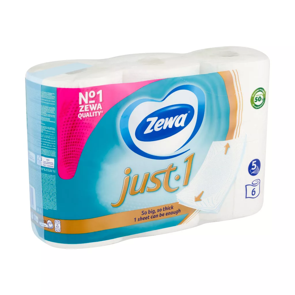 Zewa Just 1 toalettpapír 5 rétegű (6 tekercs)