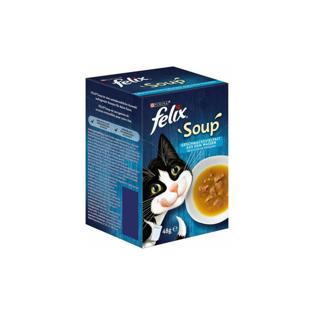 Purina Felix Soup Original alutasakos macskaeledel halas válogatás szószban (6x48 g)