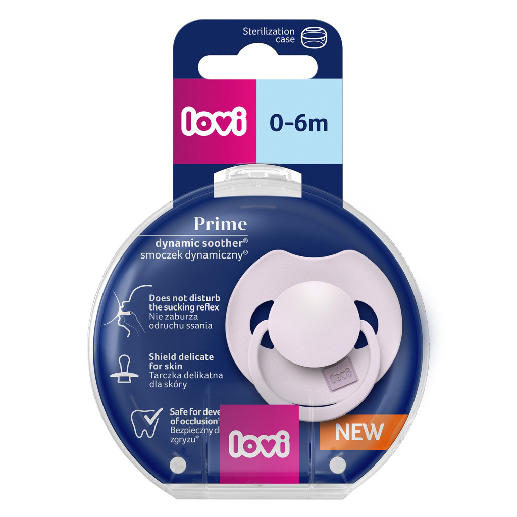 LOVI Dinamikus szilikon cumi Prime 0-6hó 1db (lila)