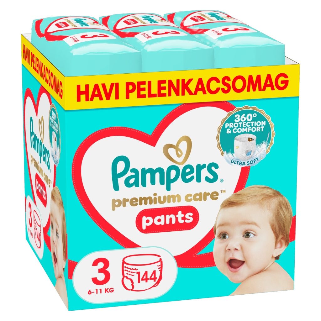 Pampers Premium Care Pants bugyipelenka 3, 6-11 kg, HAVI PELENKACSOMAG 144 db