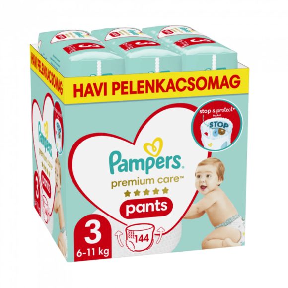 Pampers Premium Care Pants bugyipelenka 3, 6-11 kg, HAVI PELENKACSOMAG 144 db