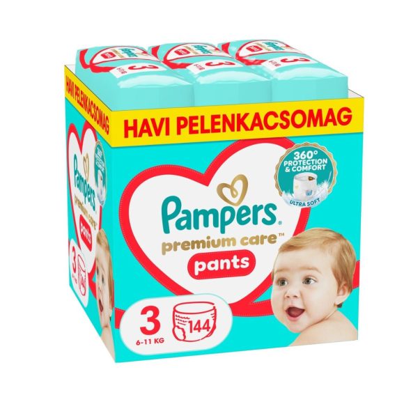 Pampers Premium Care Pants bugyipelenka 3, 6-11 kg, HAVI PELENKACSOMAG 144 db