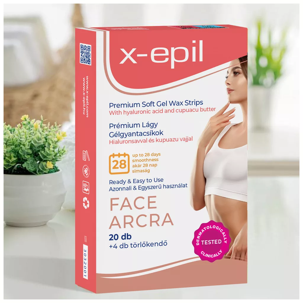 X-Epil Hidratáló gélgyantacsíkok hialuronnal arcra - (20 db)