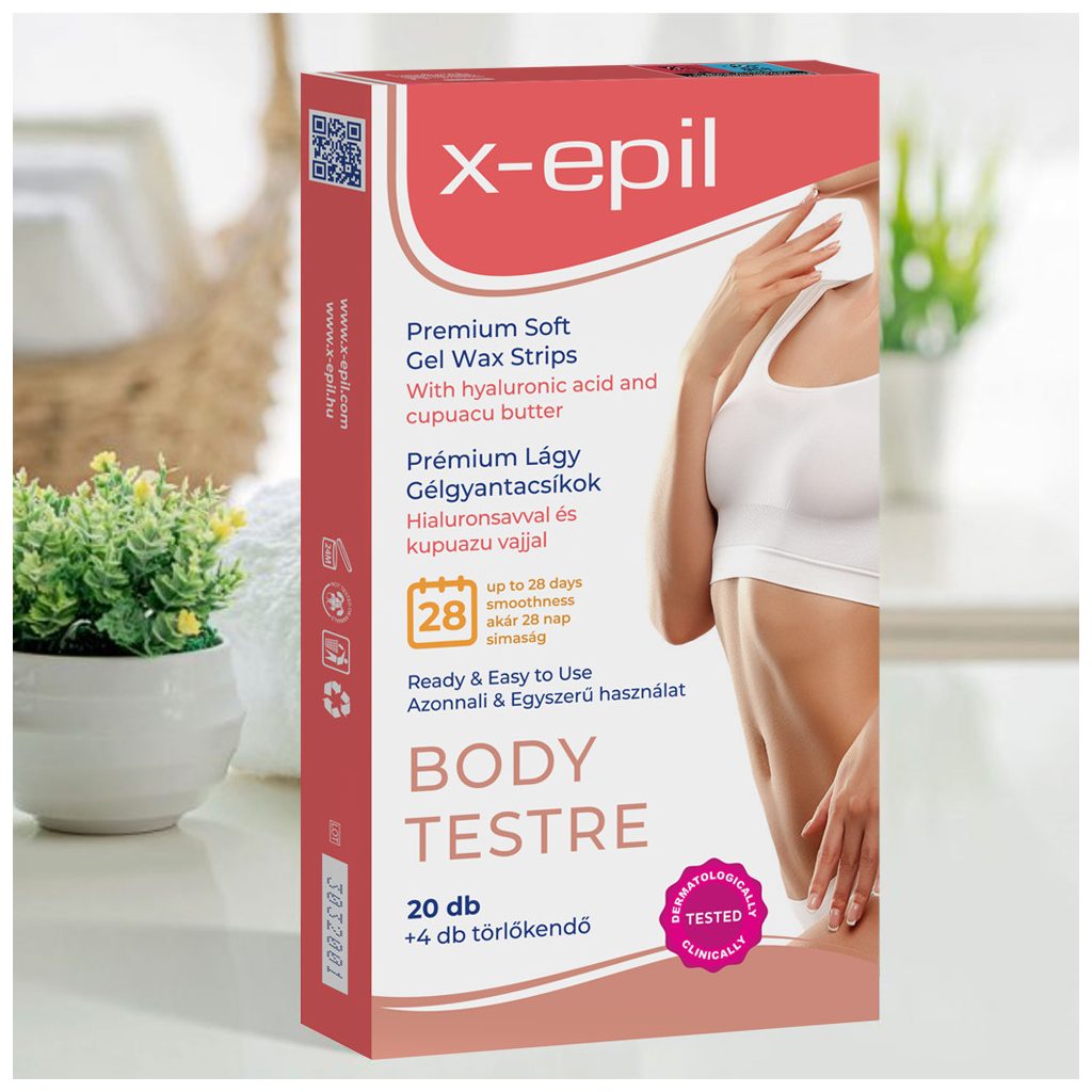 X-Epil Hidratáló gélgyantacsíkok hialuronnal testre - (20 db)