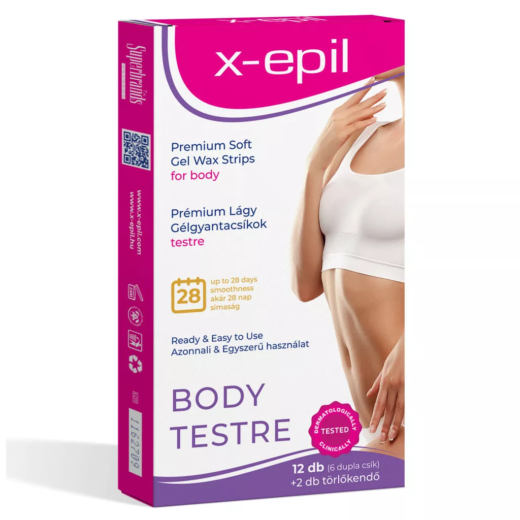 X-Epil Prémium lágy gélgyantacsíkok érzékeny bőrre testre (12 db)
