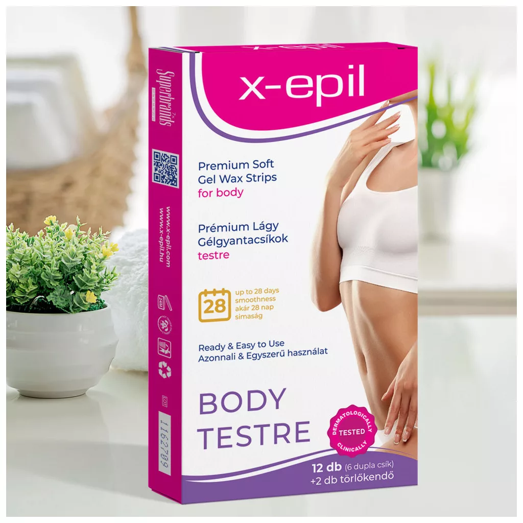 X-Epil Prémium lágy gélgyantacsíkok érzékeny bőrre testre (12 db)