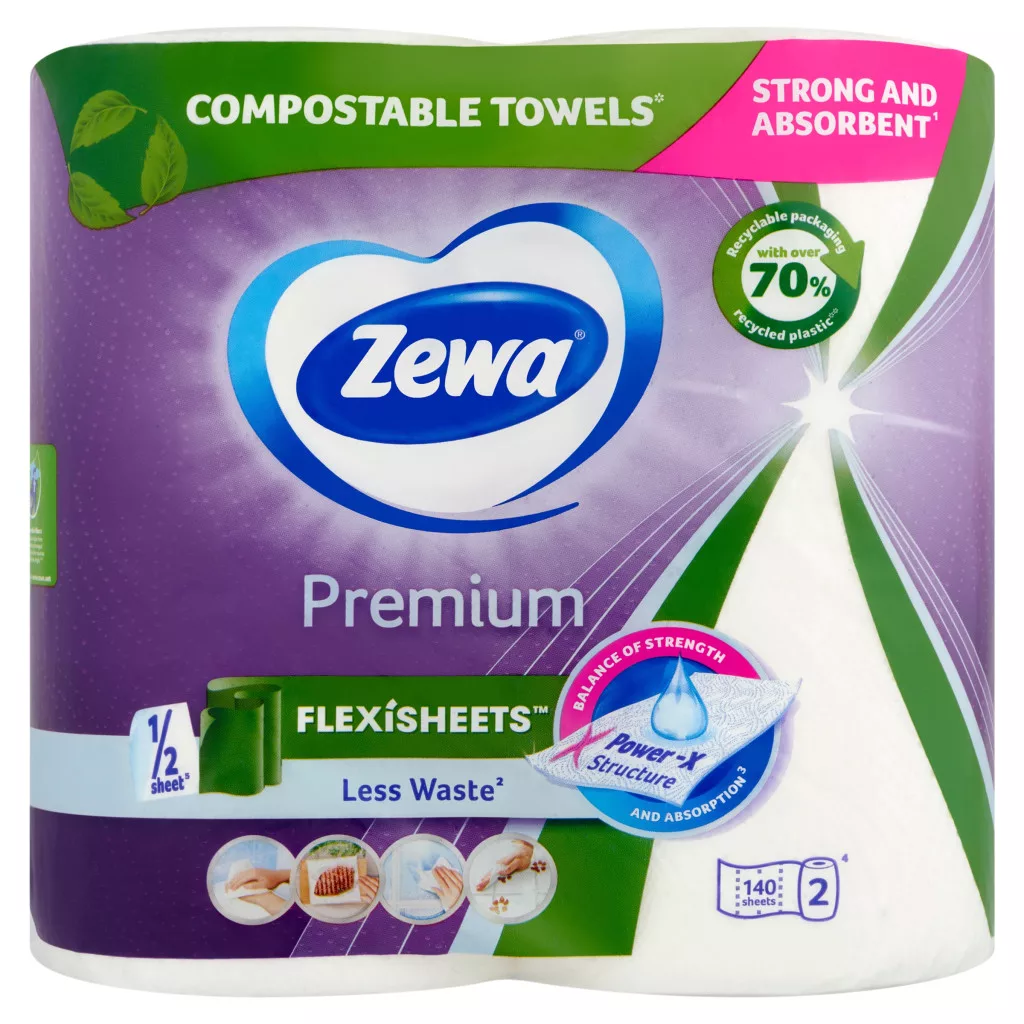 Zewa Premium Extra Long 2 rétegű papírtörlő, 2 tekercs (140 lap)