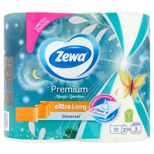 Zewa Premium Extra Long Plus 2 rétegű papírtörlő Spring, 2 tekercs (120 lap)