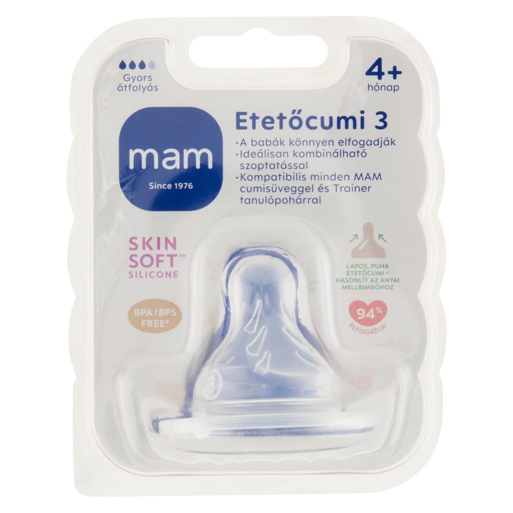 MAM etetőcumi 4 hó+ (3 cseppes, gyors átfolyású)