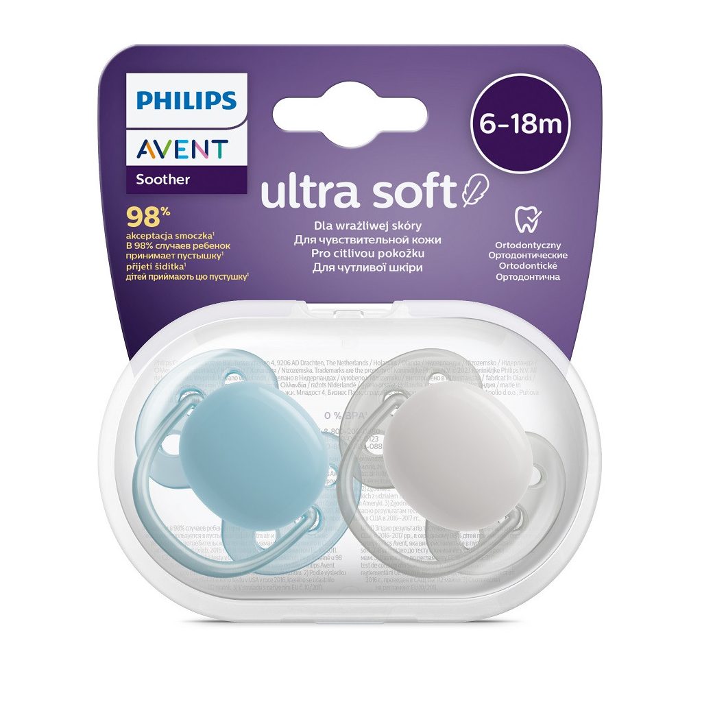 Philips Avent SCF091/03 Játszócumi Ultrasoft Premium neutral 0-6hó, 2 db (zöld-narancs)