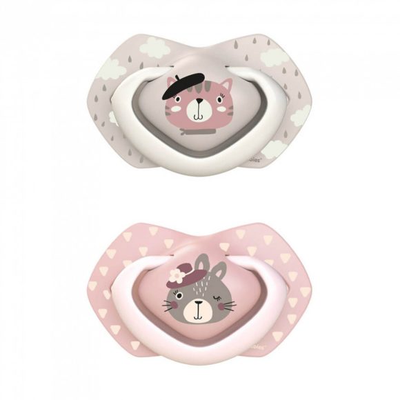 Canpol babies szimmetrikus nyugtató cumi Bonjour Paris, 2 db, 6-18 hó (rózsaszín)