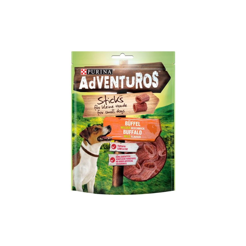 Purina Adventuros Sticks jutalomfalat kistestű kutyáknak bölény, vad ízű (90 g)