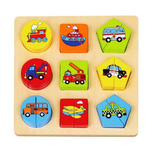 Fa formaválogató puzzle - járműves