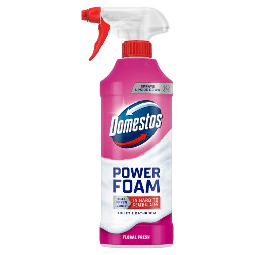 Domestos Power Foam WC és fürdőszoba tisztító hab, Floral Fresh (435 ml)