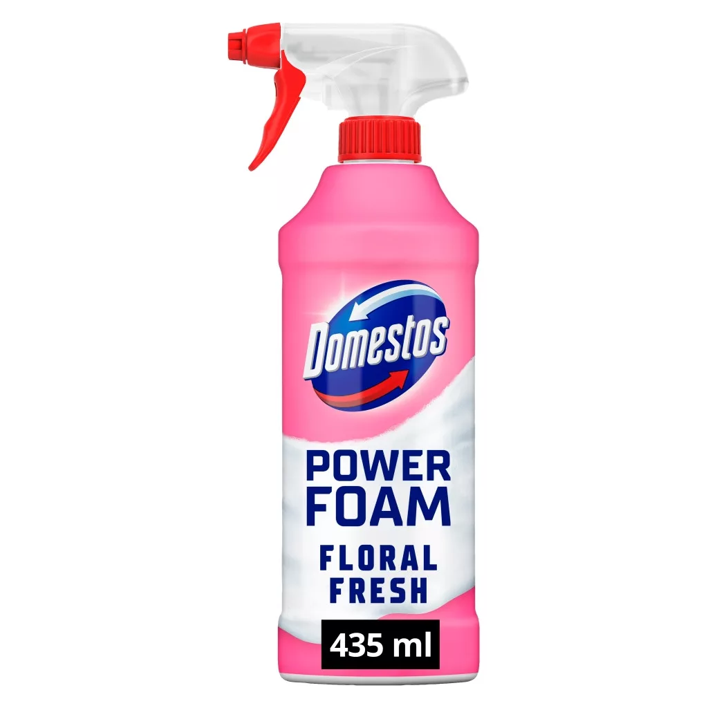 Domestos Power Foam WC és fürdőszoba tisztító hab, Floral Fresh (435 ml)