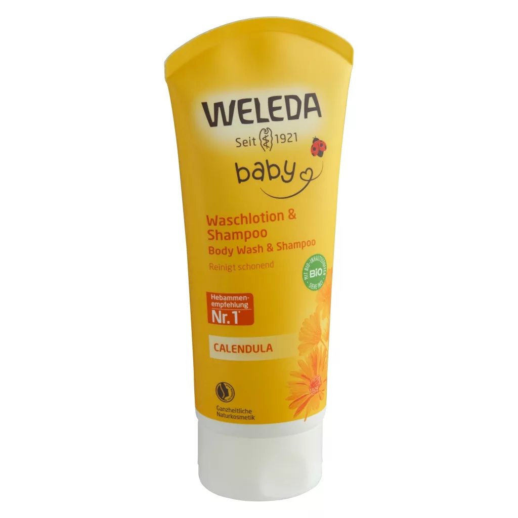 Weleda körömvirágos baba tusfürdő és koszmó elleni sampon (200 ml)