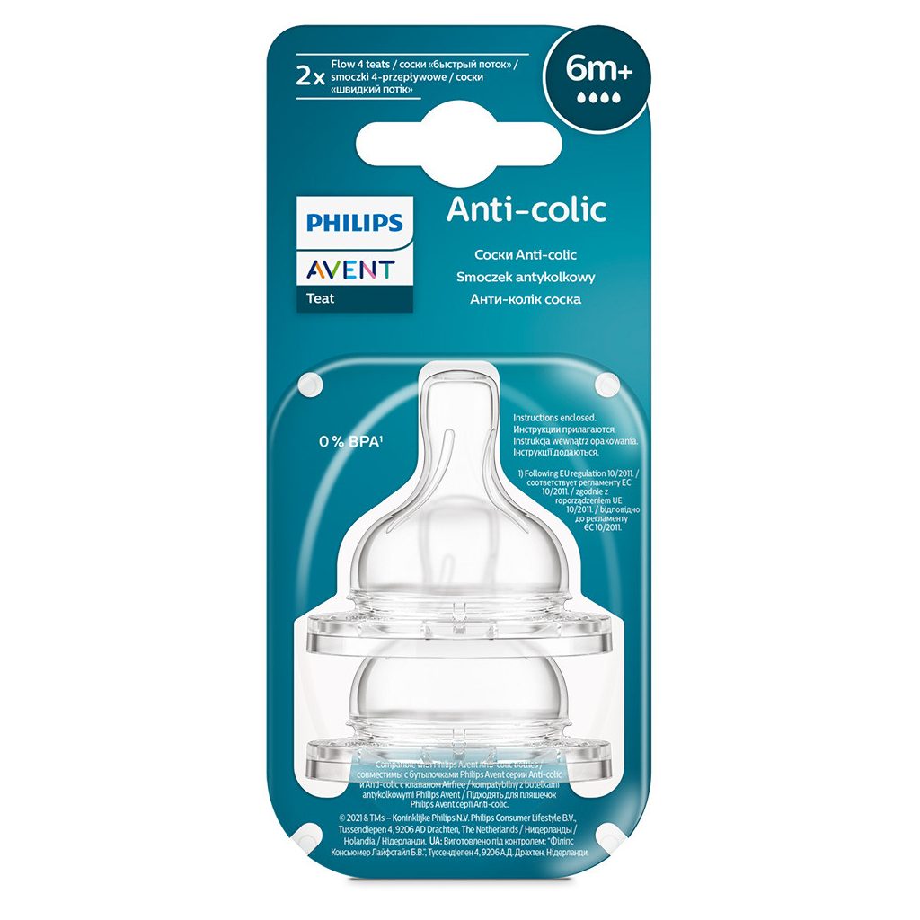 Philips Avent SCY764/02 Etetőcumi Anti-colic gyors átfolyás 6hó+ 2 db