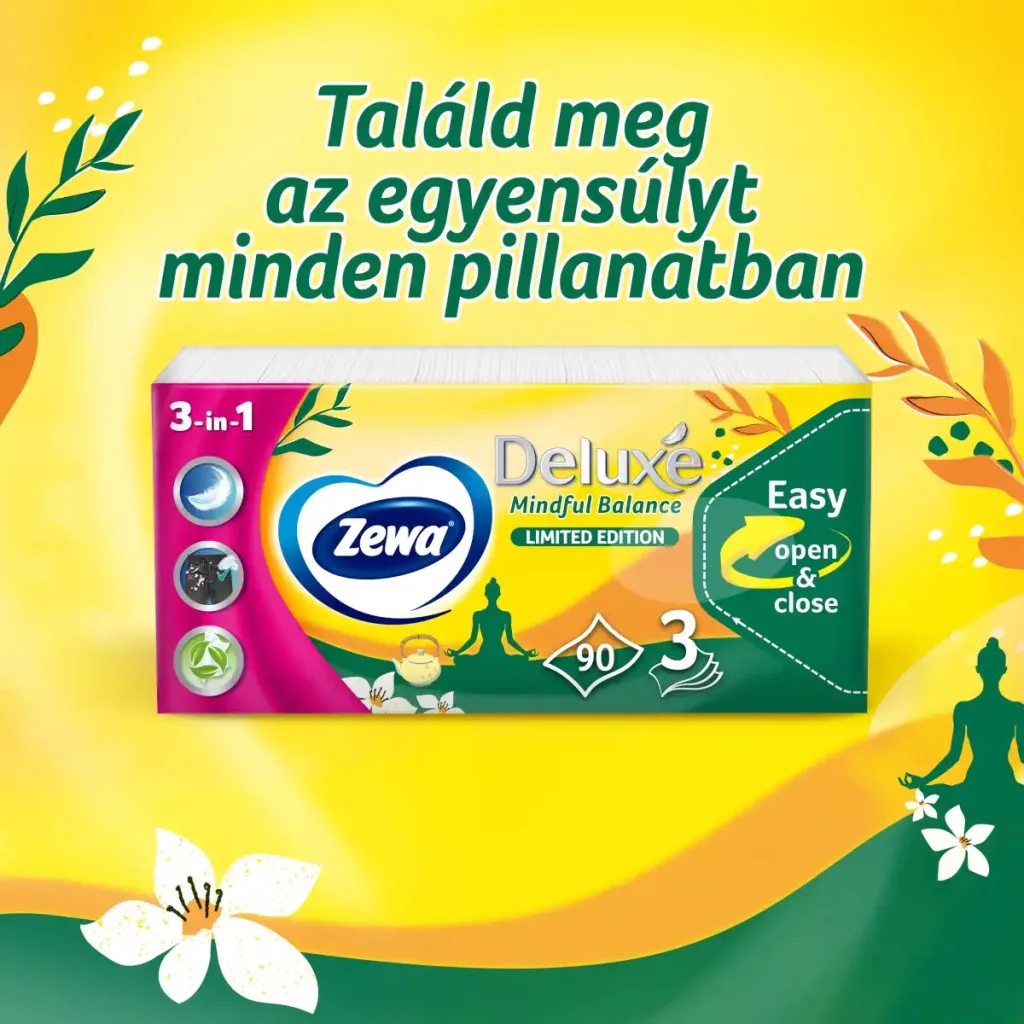 Zewa Deluxe Limited Edition 3 rétegű illatosított papír zsebkendő (90 db)