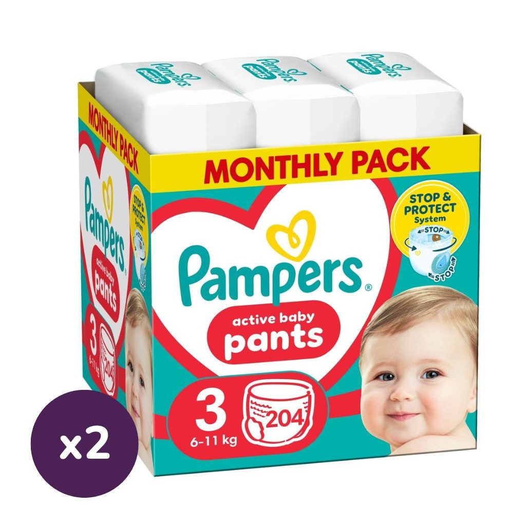 INGYENES SZÁLLÍTÁS - Pampers Active Baby Pants bugyipelenka 3, 6-11 kg, 1+1, 408 db