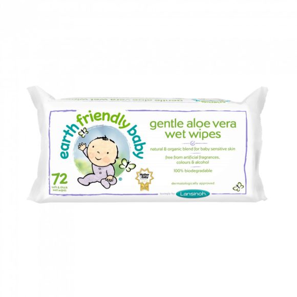 Earth Friendly Baby organikus nedves törlőkendő aloe vera-val 72 db