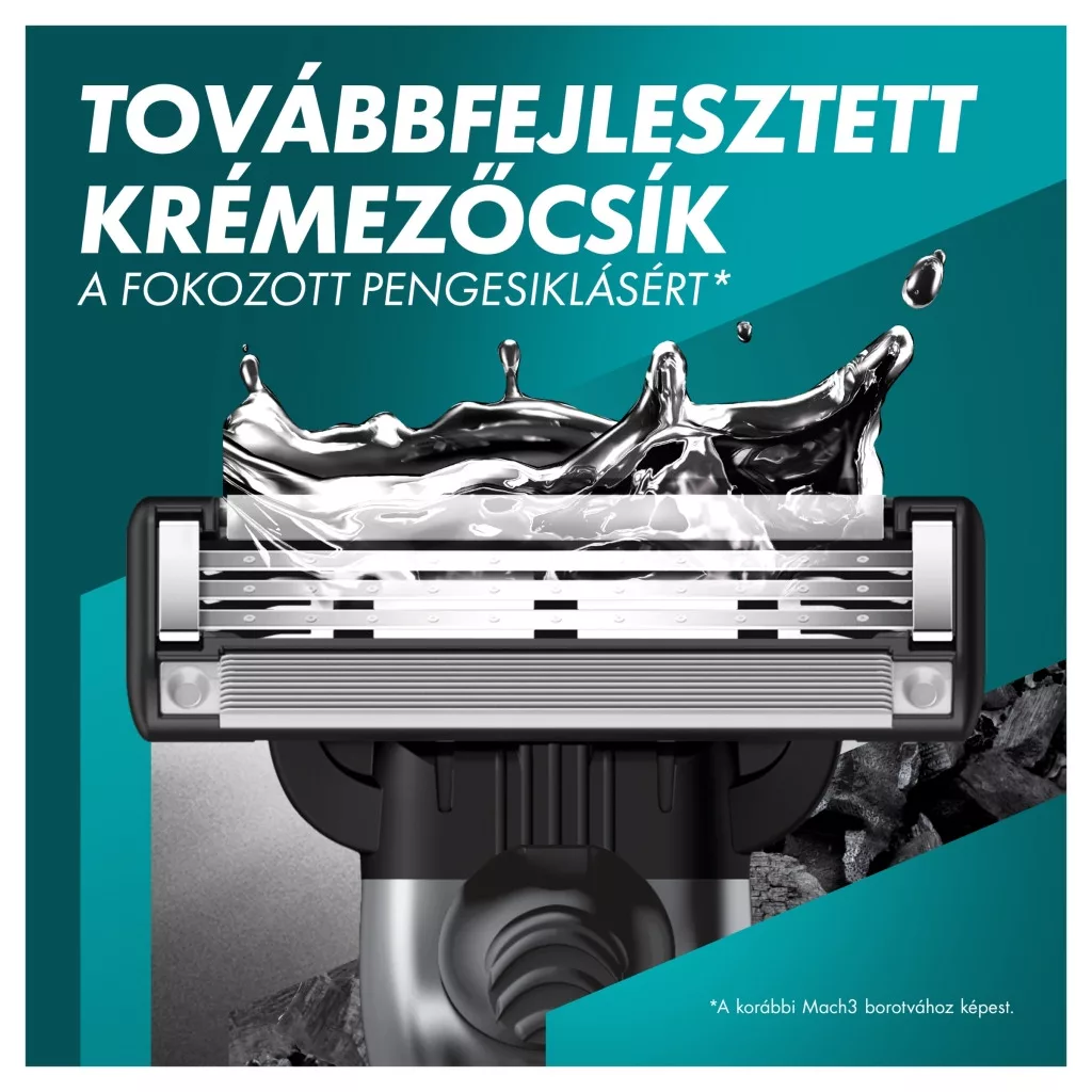 Gillette Mach3 Charcoal Férfi Borotva 6 db Borotvabetéttel Borotvatartóval + AJÁNDÉK Kulacs