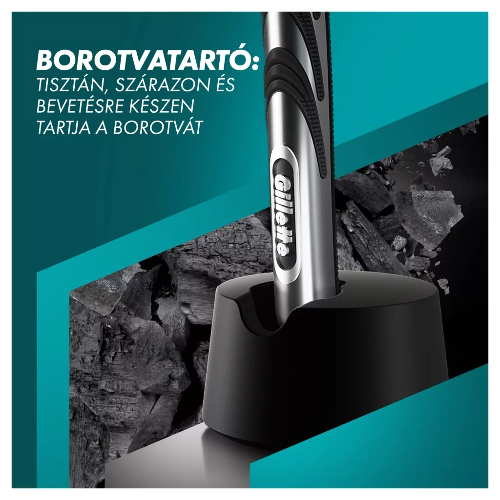 Gillette Mach3 Charcoal Férfi Borotva 6 db Borotvabetéttel Borotvatartóval + AJÁNDÉK Kulacs