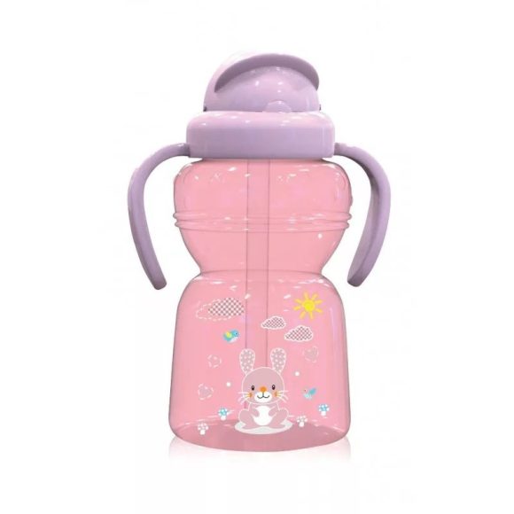 Baby care szívószálas sportitató, rózsaszín (325 ml)